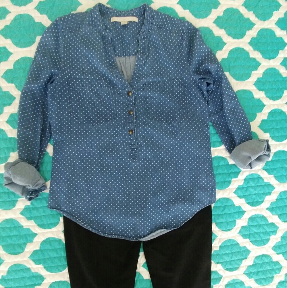 Chambray Polka Dot Popover Top
